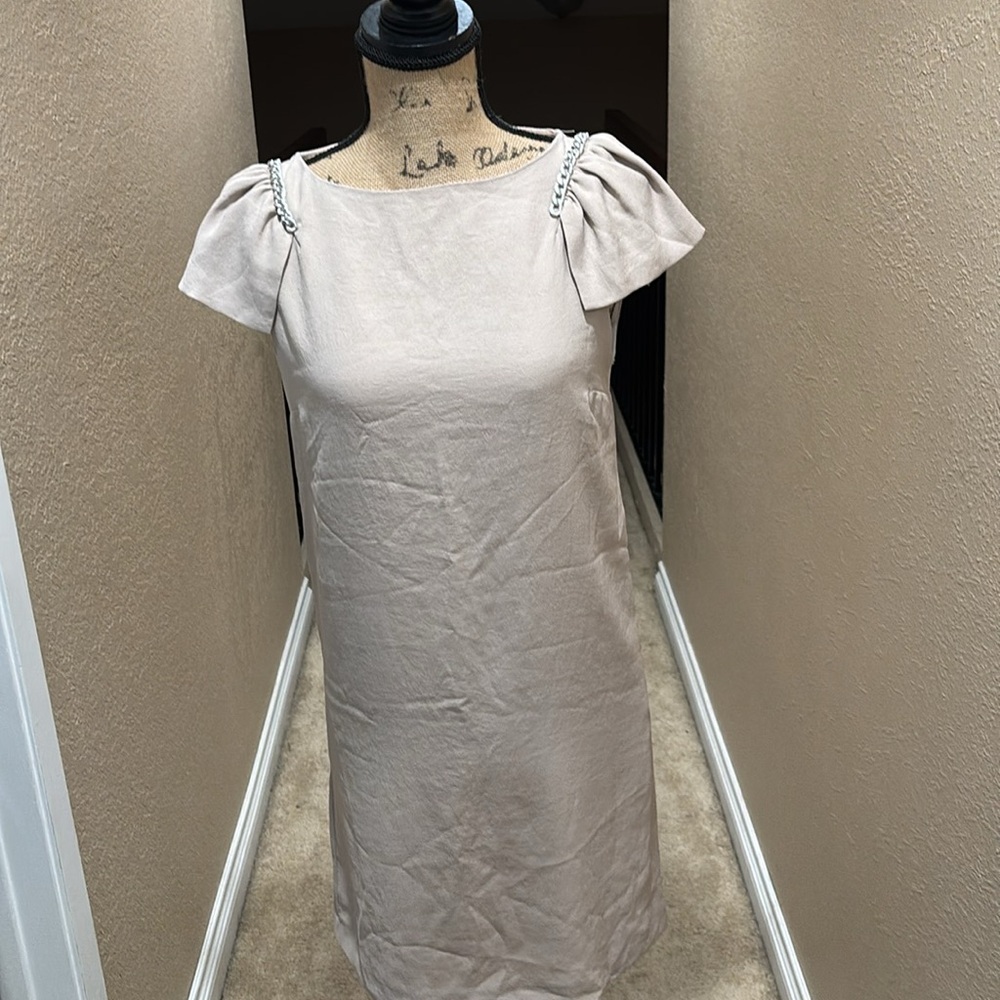 ZARA nude dress with chain detailed shoulders - Picture 4 of 8